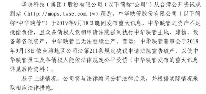 CHUNGHWA PICTURE TUBES (CPT) filed for bankruptcy